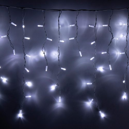 HOME KSFW200WH sorolható fényfüggöny, 4 méter, 200db hidegfehér LED, fehér vezeték, kül- és beltéri kivitel