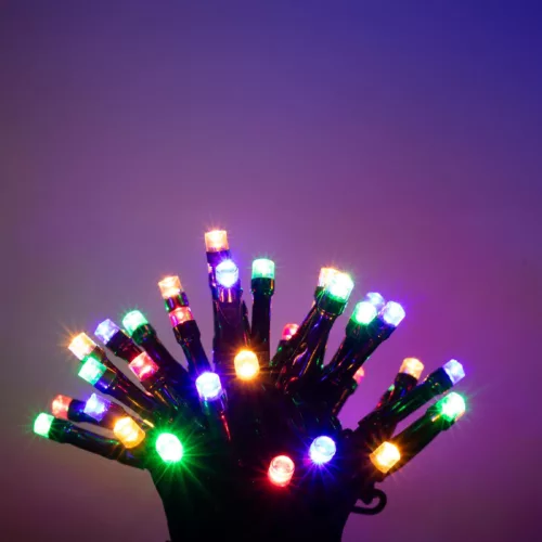 Home LED248M LED fényfüzér, 240db színes LED, 23,9m hosszúságú, 8 program időzítővel, zöld vezeték, adapteres tápellátás, kül- és beltéri kivitel