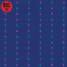   iSparkle LEDS120CV-2 micro LED-es fényfüggöny, 2x2 m / 120 db RGB LED, applikációval vezérelhető, smart, kül- és beltéri kivitel
