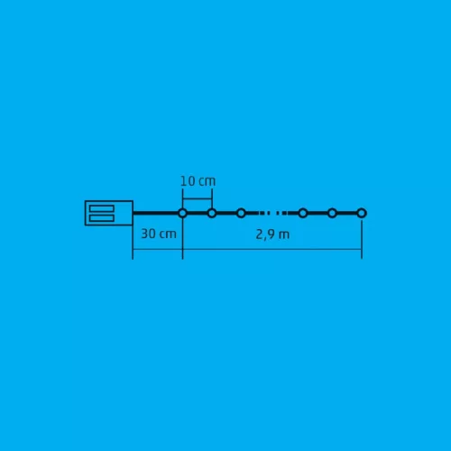 Home ML 30/M micro LED-es fényfüzér, 2,9 m / 30 db színes micro LED, állófényű, kapcsolható és időzíthető, átlátszó vezeték, elemes, beltéri kivitel