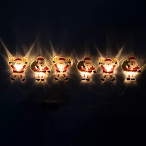 Home MLS6 LED-es mikulás fényfüzér, szilikon, 6db melegfehér LED, elemes tápellátás, beltéri kivitel