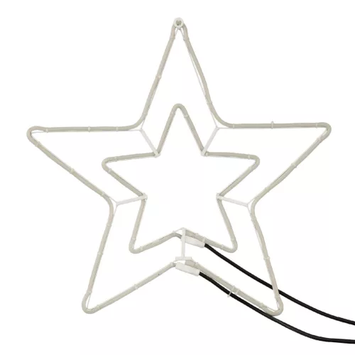 Home NEON 3 csillag figura, LED-es neon fény, villogó funkció, két oldalú, fém váz, IP44, kültéri, beltéri, jégkék, napsárga