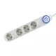 Home NV 04TK/WH talpkapcsolós elosztó világító kapcsolóval, 1,5 m, H05VV-F 3G1,0 mm2 kábel, 4 aljzat gyermekvédelemmel, max. 3500W, fehér