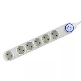   Home NV 06TK/WH talpkapcsolós elosztó világító kapcsolóval, 1,5 m, H05VV-F 3G1,0 mm2 kábel, 6 aljzat gyermekvédelemmel, max. 3500W, fehér