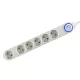 Home NV 06TK/WH talpkapcsolós elosztó világító kapcsolóval, 1,5 m, H05VV-F 3G1,0 mm2 kábel, 6 aljzat gyermekvédelemmel, max. 3500W, fehér