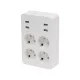 Home NV 4 USB tálcás USB-s elosztó, 4 földelt aljzat, 4 USB aljzat össz 2,4A, elforgatható csatlakozódugó, max.3680W