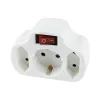 Home NVK 3/WH hálózati elosztó, kapcsolós 3 aljzat ( 1 földelt + 2 euró ), 250 V ~/ 50 Hz / 16 A / 3500 W
