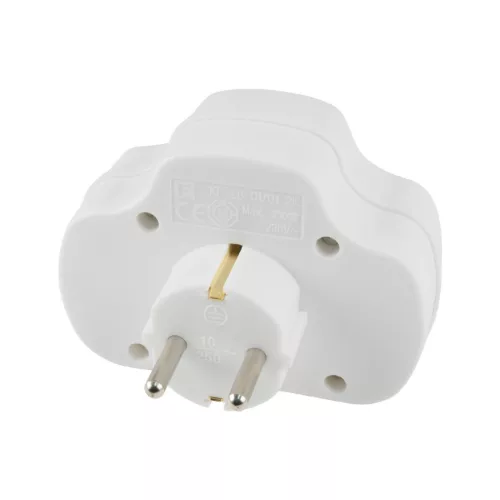 Home NVK 3/WH hálózati elosztó, kapcsolós 3 aljzat ( 1 földelt + 2 euró ), 250 V ~/ 50 Hz / 16 A / 3500 W