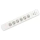 Home NVT 06K USB/WH túlfeszültség védett hálózati elosztó, 1,4 m, kapcsolós, H05VV-F 3G1,5 mm2 kábel, 6 aljzat, max. 3680W, falra akasztható, USB töltőaljzatok