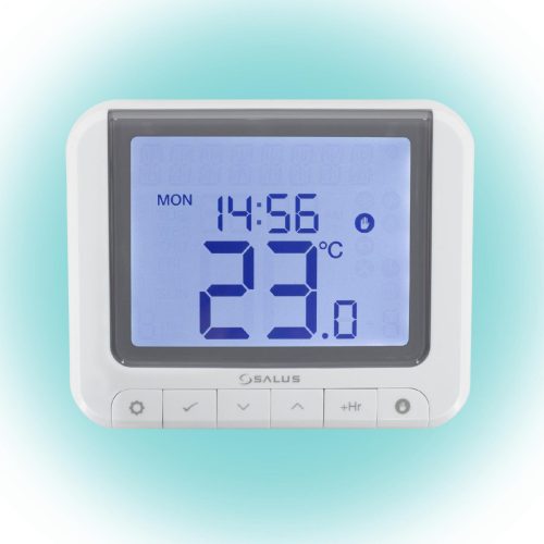 SALUS RT520RF vezeték nélküli szobatermosztát, Opentherm csatlakozó, kontaktus kimenet, LCD, PIN kód, szerviz figyelmeztető, 5 - 32,5 °C