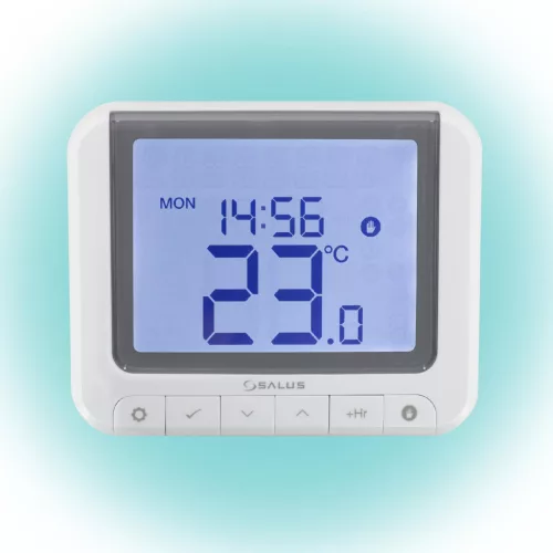 SALUS RT520 vezetékes szobatermosztát, Opentherm csatlakozó, kontaktus kimenet, LCD, PIN kód, szerviz figyelmeztető, 5 - 32,5 °C