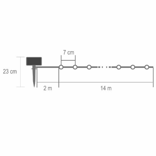 Home SLC200WH szolár fényfüzér, 200db hidegfehér LED, 14m hosszúság, zöld vezeték, kültéri kivitel