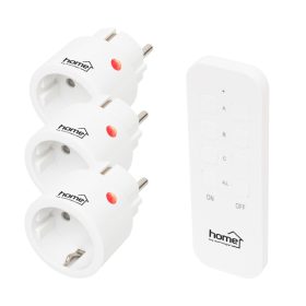   Home TH2313 távirányítható mini hálózati aljzat szett, 2300 W, 3 aljzat + 1 távirányító, 40m hatótáv