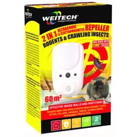   Weitech 2 az 1-ben ultrahangos és elektromágneses kártevőriasztó 60m2
